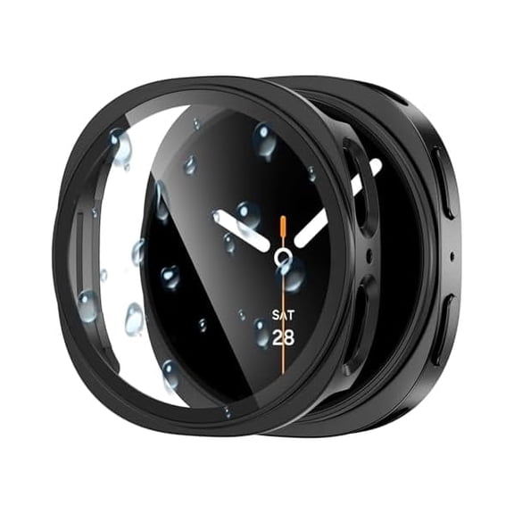 Waterproof Case for Samsung Galaxy Watch 8 Screen Protector 40mm with Tempered Glass, 1-Pack Hard PC Cover Bumper for Galaxy Watch8 – No Fog, Touch-Responsive