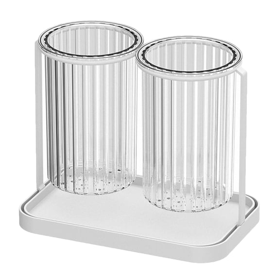 Uonlytech White Cutlery Holder for Kitchen Countertop with Convenient Draining and Storage