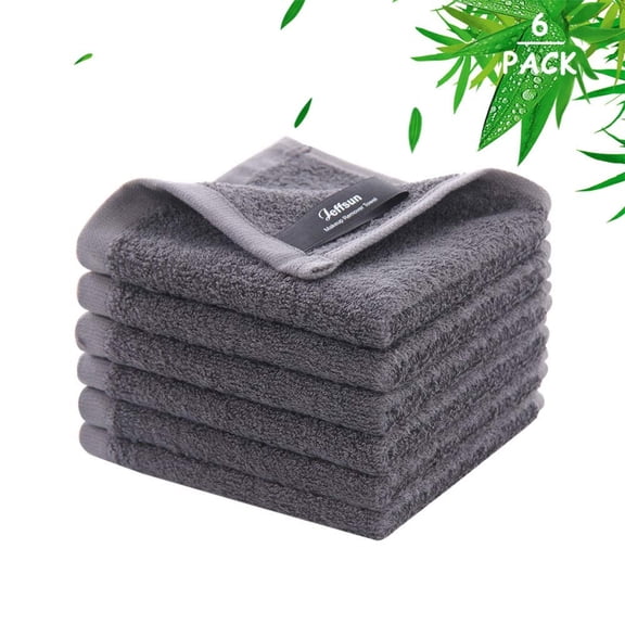 Wash Cloths 6 Pack, Super Soft & Skin Friendly Face Towel for Sensitive Skin, Reusable Washable Makeup Remover Cloth, 10x10 inch Small Baby Washcloths, Easy to Rinse Dark Grey Facial Cleaning Cloth
