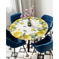 thumbnail image 5 of nqOlkjepod Yellow Lemon Summer Round Tablecloth, Fitted Table Cover with Elastic for 36"-44" Round Tables, Botanical Eucalyptus Leaves Table Cloth Outdoor Indoor Dinning Party Waterproof Tablecloths, 5 of 6