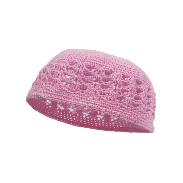 Knitted Head Beanie Hand Crocheted, Pink