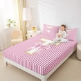 thumbnail image 4 of Homewish Cartoon Cute Monogrammed Twin Sheet Sets, Pink Bow-tie Letter T Twin Fitted Sheet, Teens Kids Girls Flat Sheet, Breathable Home Decor, 3pcs, 4 of 7