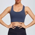 thumbnail image 5 of Ropa interior deportiva de alto impacto para mujer, ropa interior deportiva para correr con tiras cruzadas en la espalda, ropa interior con copas desmontables - Azul marino, 5 of 5