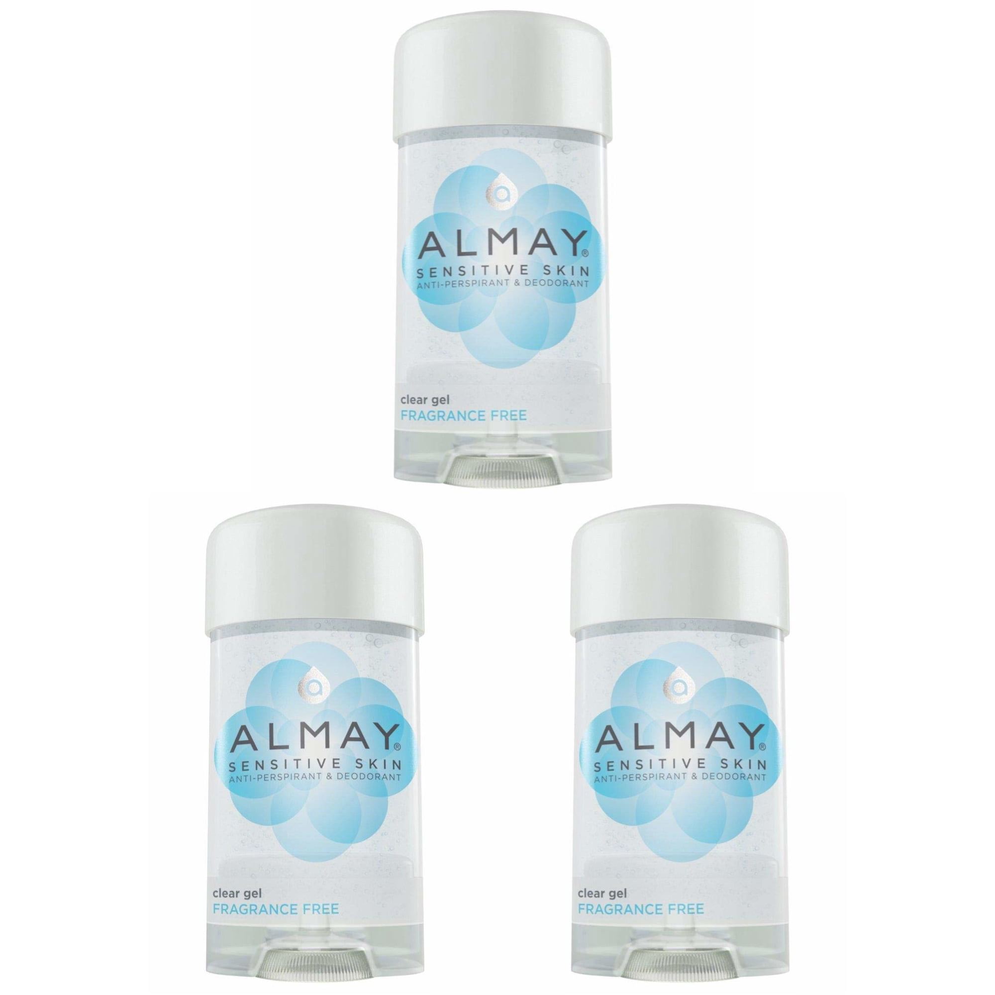 Almay Anti-Perspirant & Deodorant Fragrance Free Clear Gel, 2.25 oz (Pack of 3)