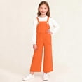 thumbnail image 2 of Virmaxy Solid Color Cotton Overalls with Pockets Adjustable Straps Full Length Jumpsuit for Casual Play and Everyday Wear, for 3-15 Years Orange, 2 of 9