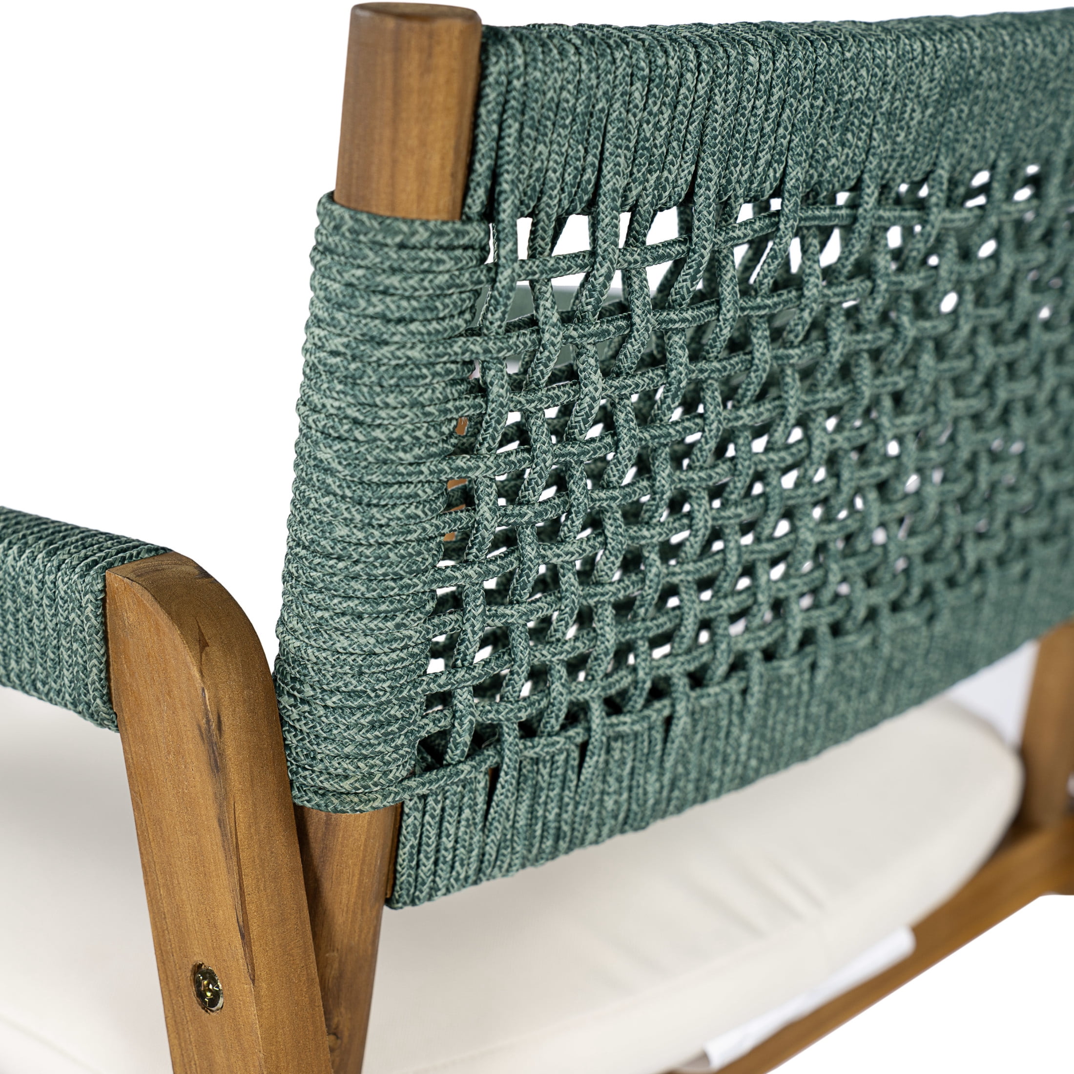 Christopher Knight Home Outdoor Counter Height Bar Stools with Rope Back and Cushions, Green, Set of 4