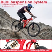 RAISTYW 26 inch Mountain Bike for Men, All Terrains Shimano 21 Speeds MTB Commuter Bicycles for Ages 16+, Fits Riders 59-75, Adult, Red
