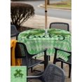 thumbnail image 4 of Outdoor Tablecloth with Umbrella Hole and Zipper, St Patrick's Day Square Table Cloth 54x54 Inch Waterproof Tablecloth, Vintage Lucky Green Shamrocks Rustic Plaid Picnic Table Cover for Patio Camping, 4 of 7