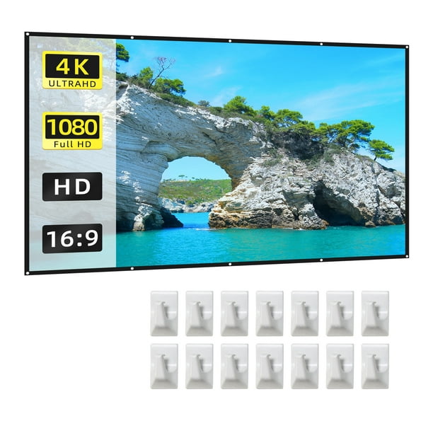 Pantalla de proyector de 100 pulgadas 16: 9 HD 4K, plegable, portátil, proyección de doble cara, ant Abanopi 100 pulgadas