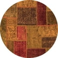 thumbnail image 1 of Ahgly Company Indoor Round Patchwork Orange Transitional Area Rugs, 4' Round, 1 of 4
