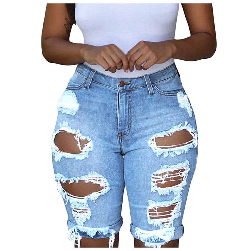 Jeans Shorts Lightning Bermuda destroid Capri Kurze Hose Vintage Casual Plus 
