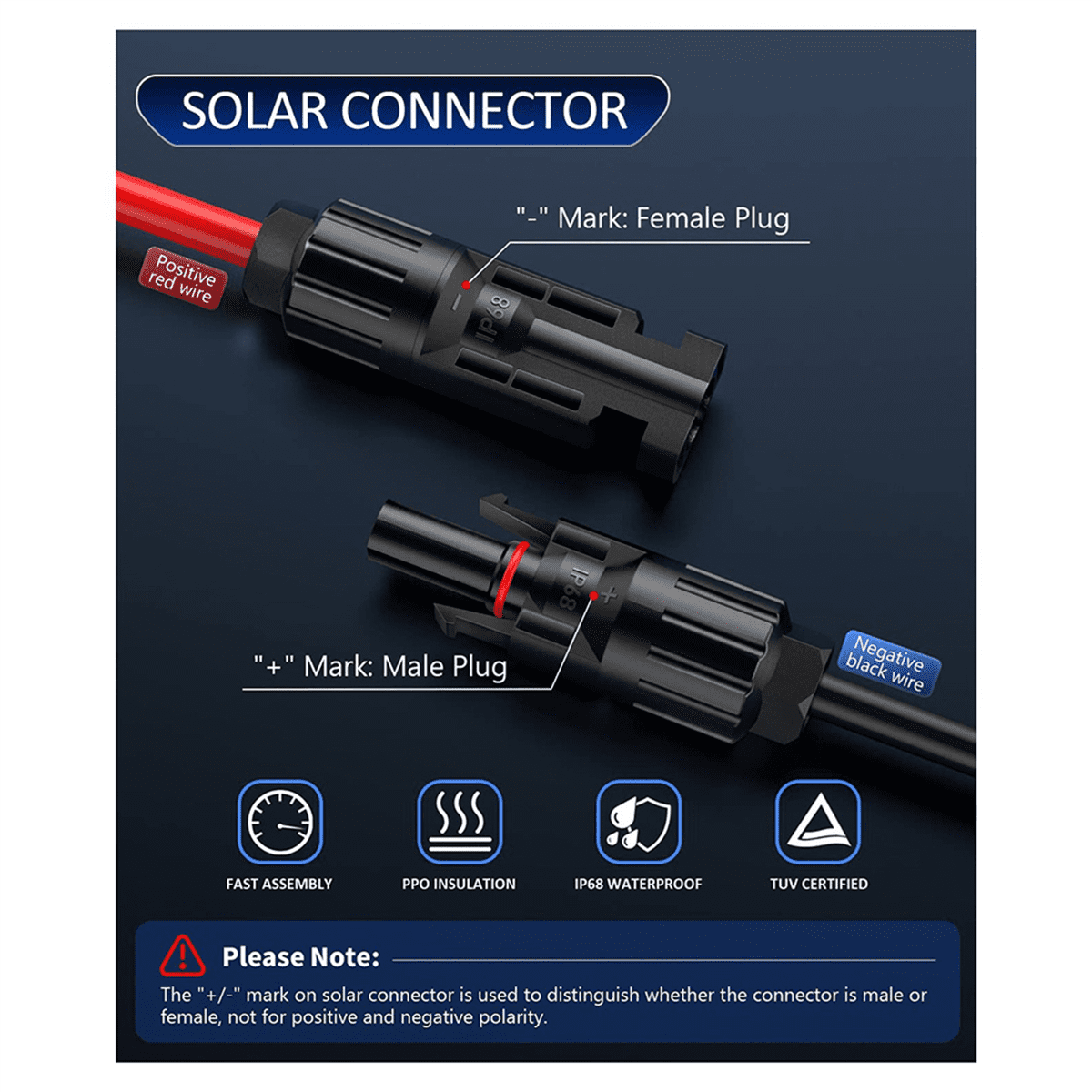 3X 4-in-1 Solar Panel Connector Extension Cable Splitter for Anderson Connector DC Adapter Power Plug Female Conn,3 x 4-in-1 Solar Panel Connector Extension Cable Splitter,As Shown