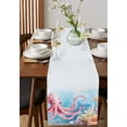 thumbnail image 4 of Octopus Table Runner Cotton Linen 90 Inch Holiday Dresser Scarves, Coastal Starfish Watercolor Blue Ocean Coral Tablerunner for Kitchen Coffee Dining Bedroom Living Room Dinner Scarf Décor 13''x90'', 4 of 9