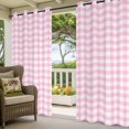 thumbnail image 2 of Outdoor Curtains for Patio Waterproof Pink Buffalo Plaid Indoor/Outdoor Curtain Tiebacks Pastoral Checkered Privacy Curtain Sun Block Grommet Drapes for Pergolas Gazebo Porch 2 Panel 54x108 Inch, 2 of 9