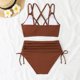 thumbnail image 4 of Trajes de baño para mujer, Trajes de baño para mujer, Traje de baño de moda para mujer, Conjunto de bikini liso de 2 piezas con tirantes, Traje de baño de nailon para mujer, 4 of 5