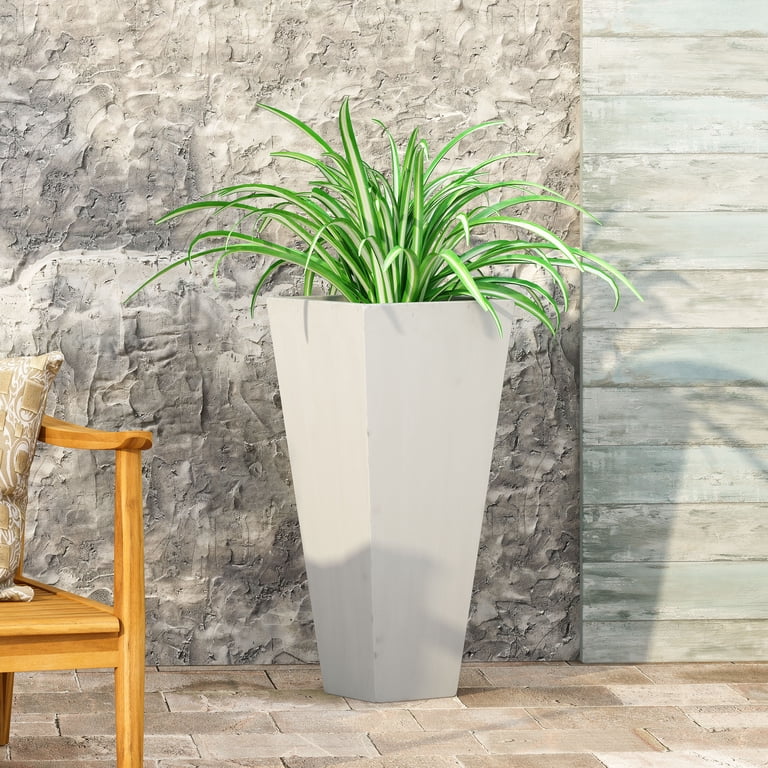 GDF Studio Fardeen Cast Stone Planter, White Medium photo 2