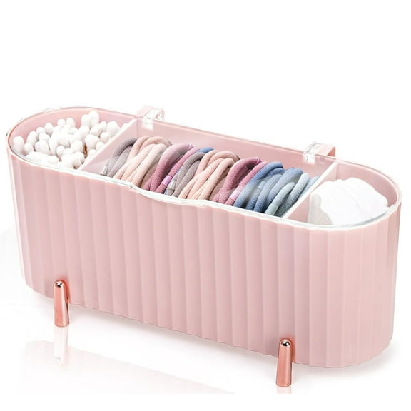 3 Grids Separate Cotton Ball Storage Box,Happon Cotton Ball and Swab Holder,Plastic Qtips Holder,Multi Functional Cotton Ball Holder for Bathrooms, Bedrooms and Makeup Areas