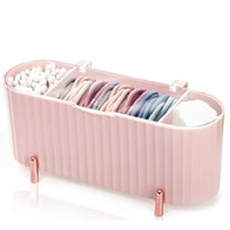 3 Grids Separate Cotton Ball Storage Box,Happon Cotton Ball and Swab Holder,Plastic Qtips Holder,Multi Functional Cotton Ball Holder for Bathrooms, Bedrooms and Makeup Areas