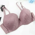 thumbnail image 4 of Fashion SMihono Women's Lace Bras Plus Size Push Up Solid Color Soft Everyday Padding Classic Underwire Lift Up Bra Purple S, 4 of 5