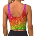 thumbnail image 4 of Goofa Colorful Glitter Printed Sports Bras for Women, High Impact Running Bra Workout Crop Tank Tops Longline Sports Bra Push up-Medium, 4 of 9