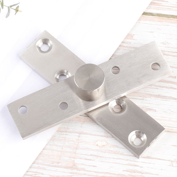 GAXIRE 1Pc 360 Degree Rotating Middle Shaft Hinge Stainless Steel Door Pivot Up Down Shaft Furniture Hinges Size L (Silver)