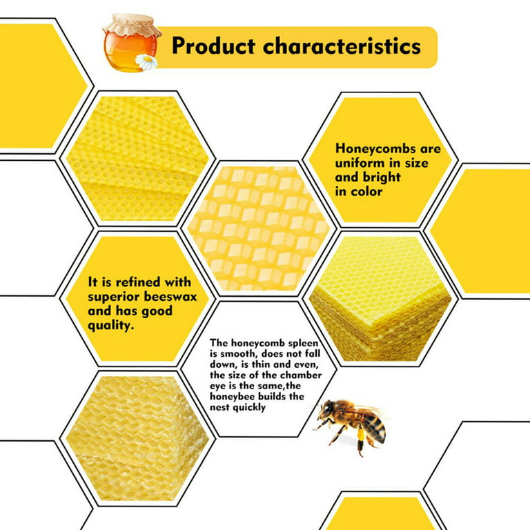 Yegbong 10Pcs Bee Honey Sheets Beeswax Sheets Beehive Foundation