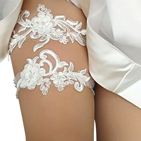 

2PCS/Set Western Style Wedding Garters For Bride Sequins Lace Bridal Dress Accessories Garter Legs Circle