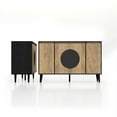 thumbnail image 6 of Furniture of America Rift 4-Door Wood Buffet Credenza in Ebony Black/Oak, 6 of 9