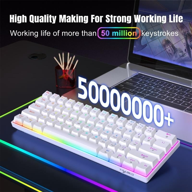 V900 Mechanical Gaming Keyboard 61 Keys Compact Design With RGB Backlight And Hot Swappable Red Switches Small Keypad