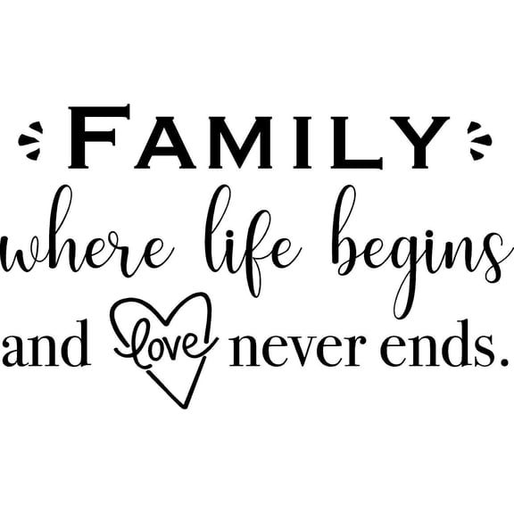 Vinyl Adhesive Family Quotes Wall Lettering Art Decal - Family Where Life Begins And Love Never Ends | 12" x 20" DIY Stick And Peel Home Wall Decor Bedroom Living Room Removable Sticker Decoration