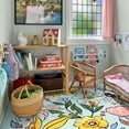 thumbnail image 2 of Balacho Soft Texture Modern Hand-Painted Watercolor Floral Area Rug, 6' x 9', Coastal Blue, 2 of 8