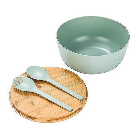 Bamboo Fiber Biodegradable Salad BowlBamboo Lid with Spoon and SpatulaHome Convenient Vegetable Salad Bowl