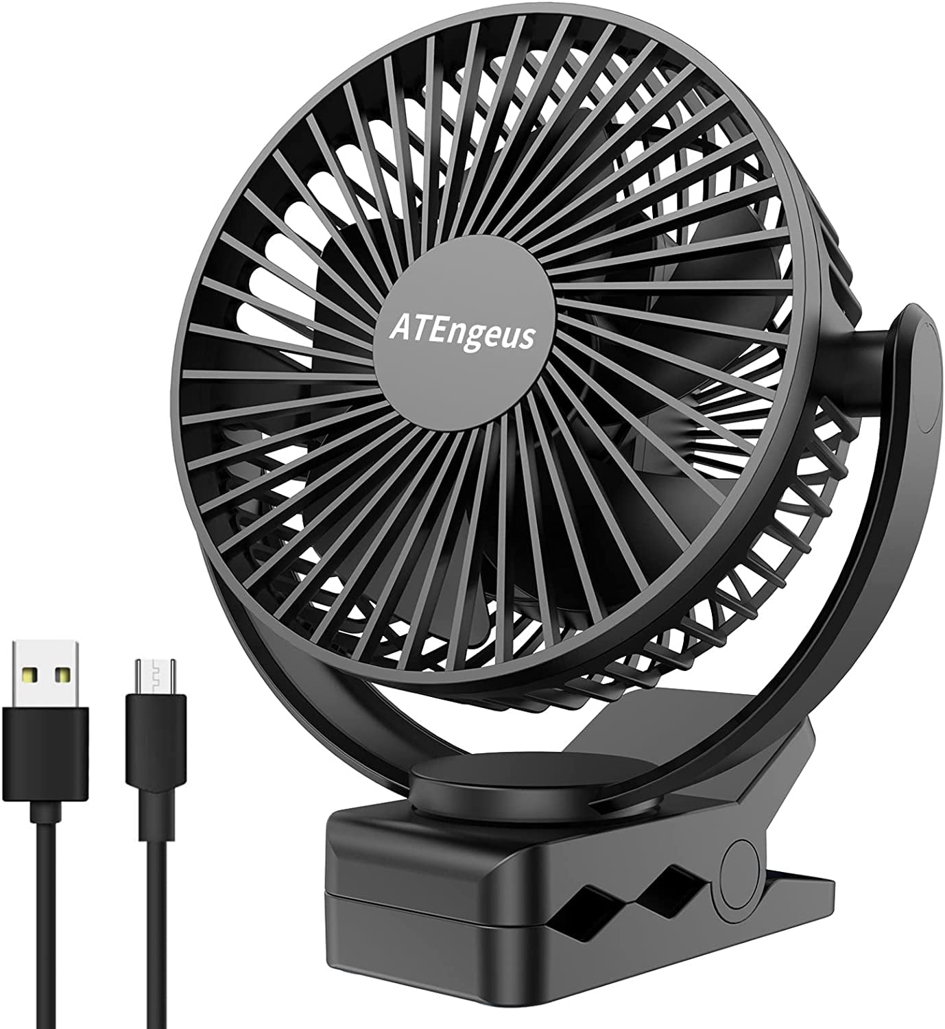 USB Desk Fan, 5000mAh Rechargeable Portable Fan, 5 Inch Clipon Fan, 3