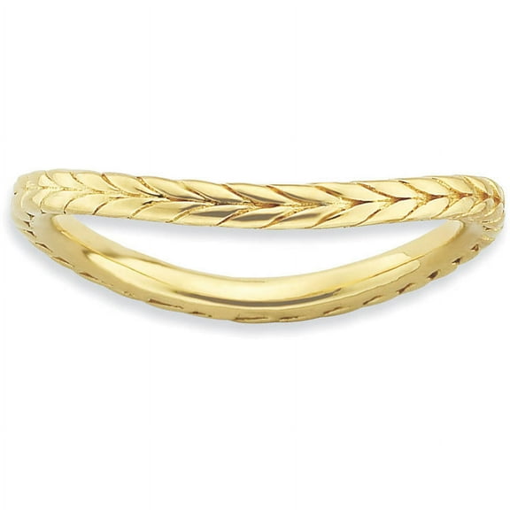 Sterling Silver Polished Gold-Plated Wave Ring