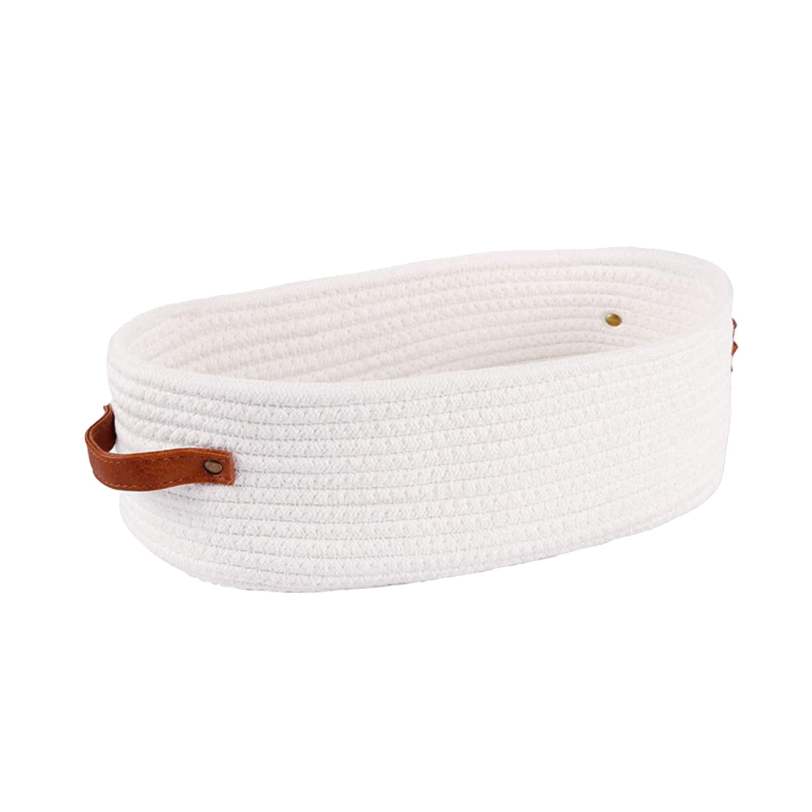 VQPeo Woven Cotton Storage Basket, Multipurpose Bathroom Organizer for Toilet Tank Top & Counters(White)