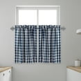 thumbnail image 2 of Aiking Home Tiers Small Window Treatment Curtain - 2-Panels Picnic Checkered Pattern Kitchen Curtain Tiers with 2.5-inch Rod Pocket, Polyester (28x30 inch, Navy/White), 2 of 3