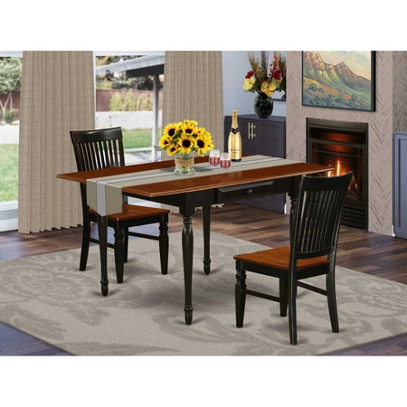 East West Furniture Dining Room Set Black & Cherry MZWE3-BCH-W