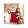 thumbnail image 2 of Sunny Fashion Girls Dress Red Velvet Christmas Santa Flared Long Sleeve Warm Winter Holiday Family 10 Years, 2 of 8