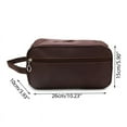 thumbnail image 2 of Leather Toiletry Bag for Men Women Travel Dopp Kit Bathroom Shower Hygiene Bag Makeup Cosmetic Organizer, 2 of 7