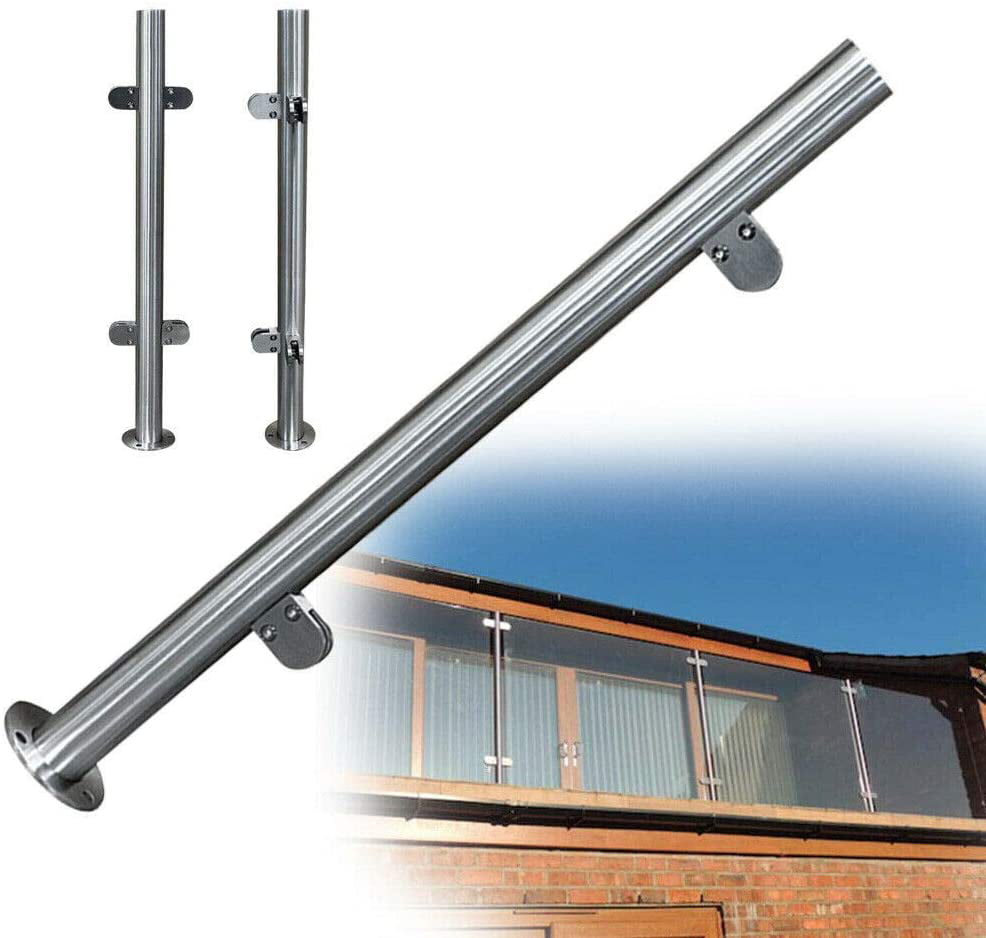 LianDu Grade 304 Balustrade Posts Glass Railing Posts with Glass Clamps Rubbers & End Caps Landing Staircase Various Types End Post Stainless Steel Balustrade Posts