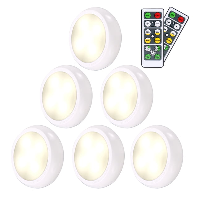 Yeacher 6pcs 5LEDs Under Cabinet Lights with 2 Controllers 3 * AAA Cell Operated &