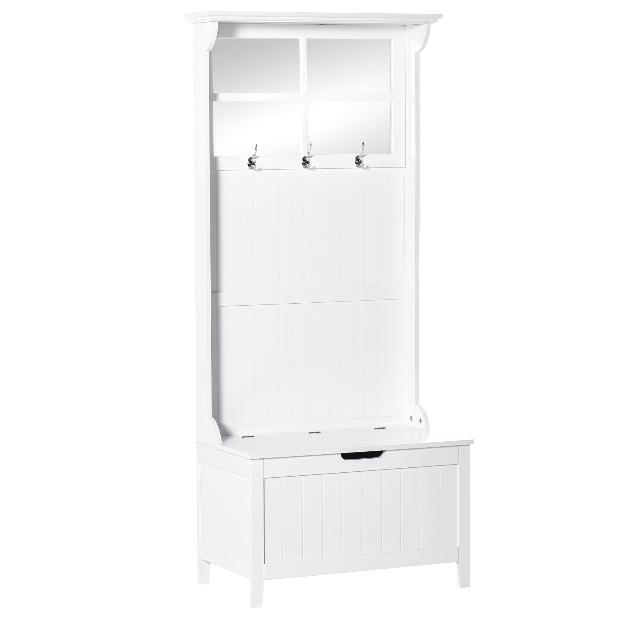 Coat Rack Shoe Bench with Storage 4 in 1 Hall Tree for Entryway