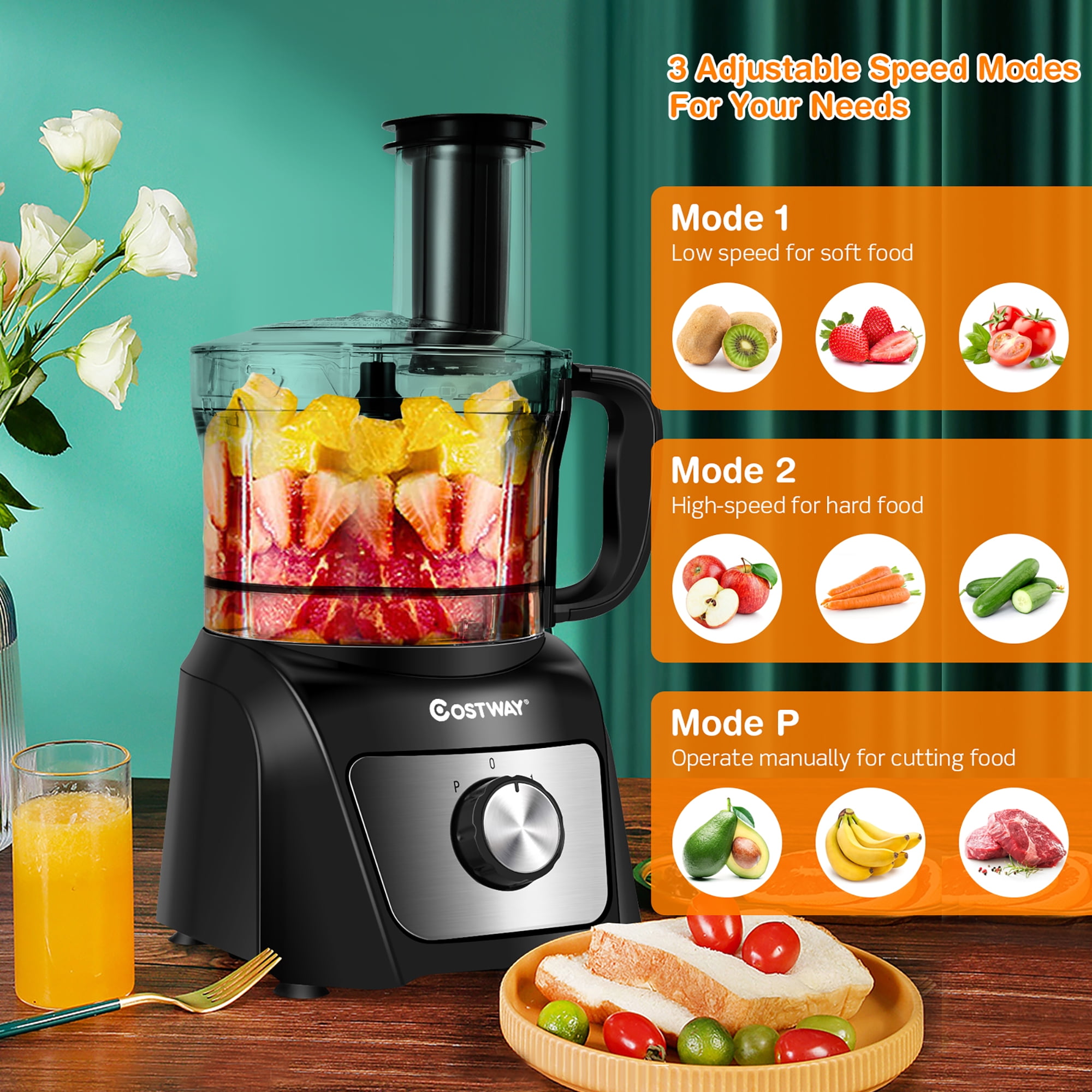 Food Processor Blender Combo, 8 in 1 Smart Kitchen Blender with 2 Speeds  for Chopping,Kneading,Shredding and Slicing, 6-Cup Bowl - AliExpress