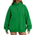 thumbnail image 3 of Fiaer Womens Sweatshirts Pet Carrier Pocket Dog Pouch Quarter Zip Pullover Animal Holder Trendy Long Sleeve Solid Color Trendy Tops Green XXL, 3 of 9