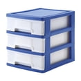 thumbnail image 4 of Cajón de almacenamiento de escritorio, caja organizadora de almacenamiento de 3 capas, estante de almacenamiento para artículos de tocador de oficina Azul oscuro, 4 of 8