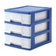 thumbnail image 4 of Cajón de almacenamiento de escritorio, caja organizadora de almacenamiento de 3 capas, estante de almacenamiento para artículos de tocador de oficina Azul oscuro, 4 of 8