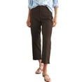 thumbnail image 3 of Brown Women's Pants Cropped Linen Pants Women High Waisted Straight Leg Work Pants Business Casual Ankle Pants with Pockets, 3 of 6