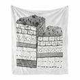 thumbnail image 1 of Geology Soft Flannel Fleece Throw Blanket, Rock Formation Theme Greyscale Illustration Sketchy Style Pattern of Earth, Cozy Plush for Indoor and Outdoor Use, 50" x 60", Grey and White, by Ambesonne, 1 of 6