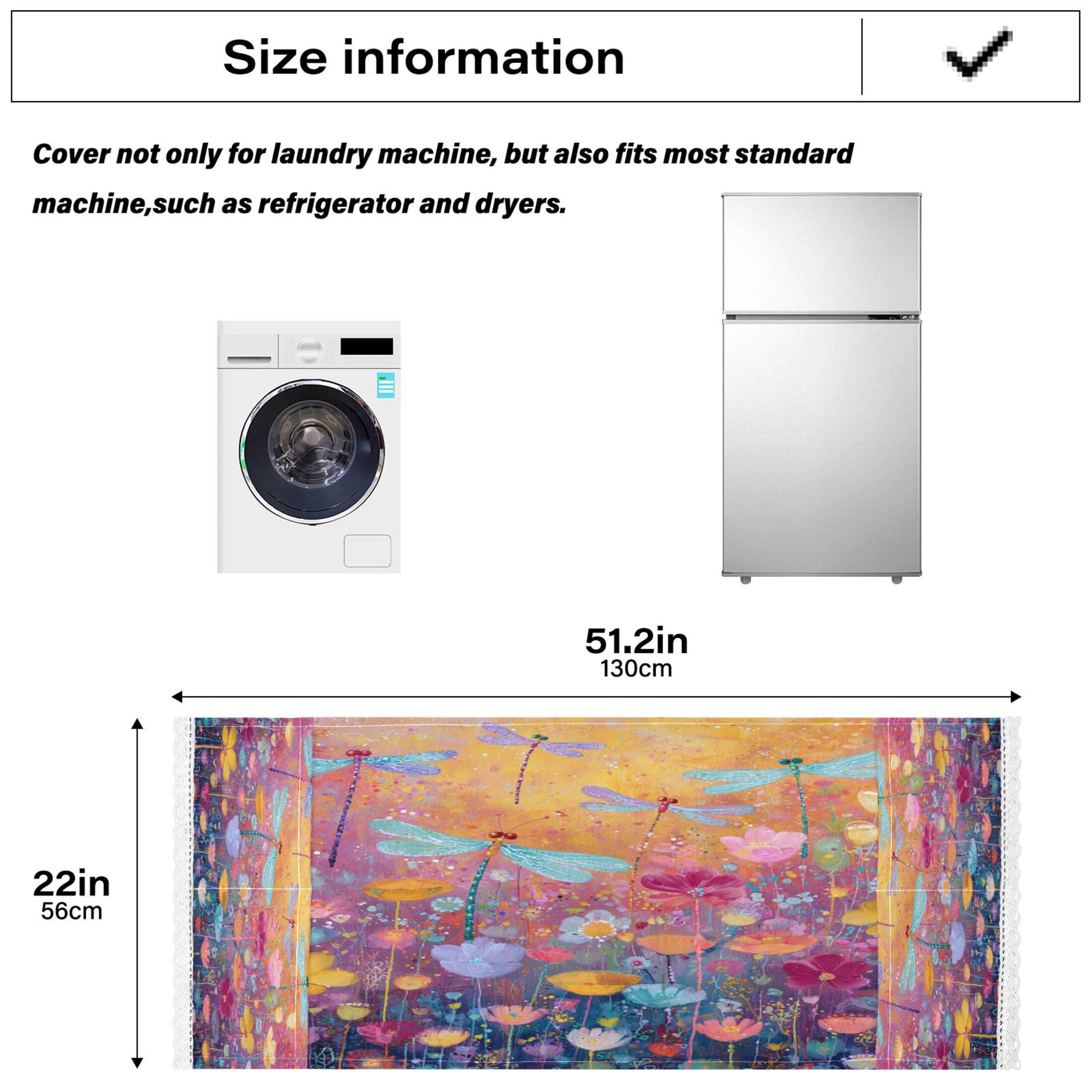 Wobogo Colorful Dragonfly Florals Washing Machine Cover Dustproof Washer Dryer Cover Waterproof Laundry Room Decorative Protector