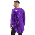 thumbnail image 3 of CHICTRY Mens Ringmaster Circus Show Dress-up Sequins Tuxedo Tailcoat Magician Blazer Jacket Purple 3XL, 3 of 6